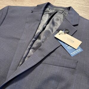 Kenneth Cole Reaction Sport Coat Mens 41 R Blue Plaid Techni-Cole Performance‎